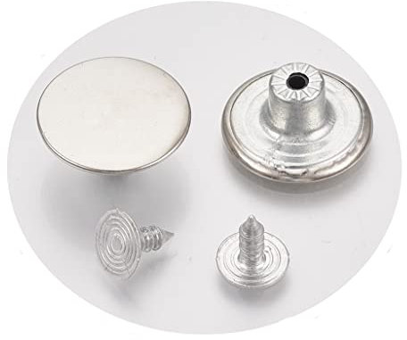 15 BOUTONS PRESSIONS JEANS Métal Argenté rond 17 mm - couture Diy