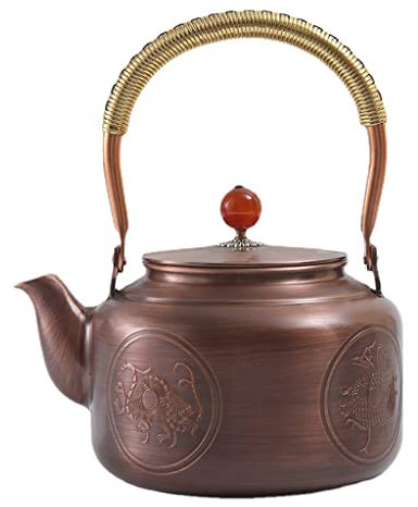 Hervidor Eléctrico Olla de cobre auspiciosa creativa, barril recto con tapa, tetera de regalo, juego de té de oficina, olla de cobre for hostelería Tetera Eléctrica