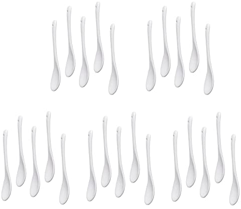 Fegtrty Lot de 25 cuillères à œufs en porcelaine blanche - Cuillères à café - Cuillère à dessert - Cuillère à moka