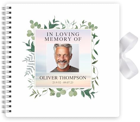 Personalised Photo Funeral Condolence Memory Book Of Life - Memorial Guest Book Hardcover - Guestbook for Celebration of Life Memorial Service