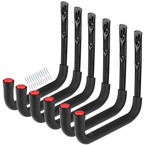 Heavy Duty Garage Storage Hooks, 25cm Wall Mount Ladders Storage Hanger for Ladder, Bike, Garden Tools, Folding Chair, Shovel, Hose