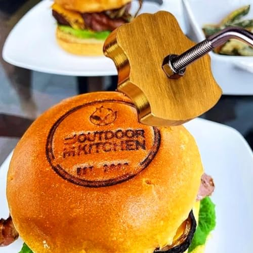 TPFOON Custom Branding Iron for Burger, Branding Iron for Steak, Meat Branding Iron for Grilling, Branding Iron for BBQ, Suitable for Buns Wood Leather