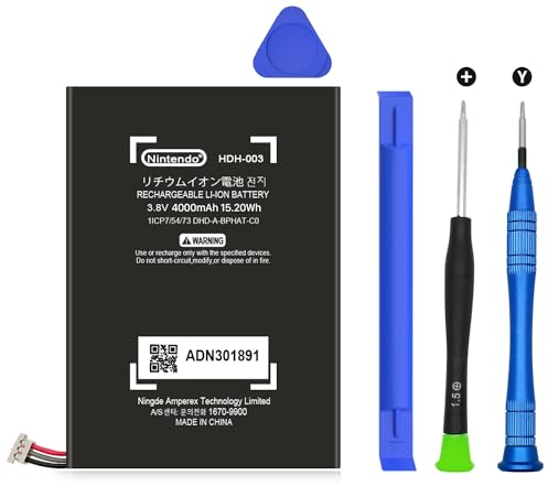 HDH-003 Akku, 4680mAh Li-Ionen Batterie Akkupack Ersatz-Akku für Nintendo Switch Lite HDH-001, HDH-002 Spielkonsole mit DIY Reparatur-Werkzeugsatz