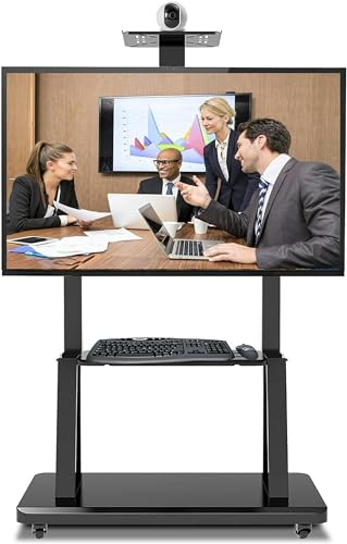 Schwarzer mobiler TV-Bodenständer/Wagen, universeller TV-Display-Ständer mit Rollen, AV-Kamera-Regal, Tragkraft: 120 kg – 1 Stück