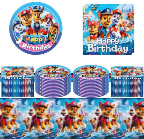 DecPtyTa Dekoration Geburtstag,Partygeschirr Set,Geburtstag Party Set,Enthalten Teller Servietten Tischdecke,Geeignet für 20 Personen (A)