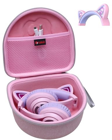 XANAD Tasche für Kinder Kopfhörer - iClever BTH21 BTH13 BTH19 HS20 HS25 Bluetooth Kopfhörer Kinder mit Katzenohr (Rosa)