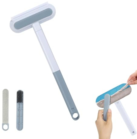 volumoon Brosse Anti Poils Animaux 4-en-1, Ramasse Poils et Anti-Peluches pour Vêtements, Canapés, Tapis, et Voitures, Brosse de Nettoyage Réutilisable avec Raclette Silicone