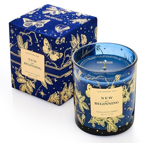 M&SENSE Duftkerze Weihnachten Sandelholz-Jasmin|Natürliche Sojawachs Duftkerzen im Glas|Luxuriöse Weihnachtskerze Geschenke für Männer & Frauen|283g,60h Brenndauer
