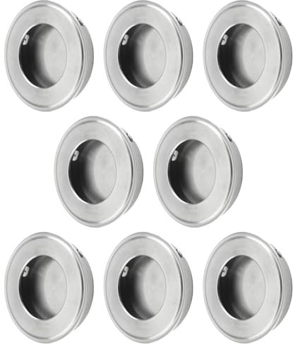 MOROBOR Round Finger Pull, 8pcs Stainless Steel Sliding Barn Door Pulls Invisible Door Handle Drawer Cabinet Wardrobe Recessed Pull Easy Snap in Installation