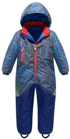 ofeirhz Schneeanzug Jungen - Isoliert Gefüttert Overall - Winter Kinderwagen Schneemobil Skianzug Oder Mädchen Schneemobil Schneeanzug Mädchen Schneeoverall, blau, 3-4 Years