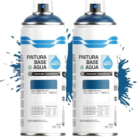 Etrexonline Pintura Spray Ecológica 400ml - Base Agua, Sin Olor - Para Muebles, Metal, Plástico y Madera - Colores Vivos y Permanentes, Cobertura Uniforme - Azul Señales Mate, 2 unidades