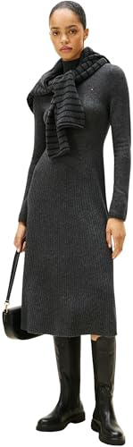 Tommy Hilfiger Damen Soft Wool Ls Mock-nk SWT Dress Ww0ww47303 Pulloverkleid (1er Pack)