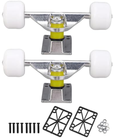 SUNGOOYUE Skateboard-Achsen-Rollen-Set, 2er-Pack Aluminiumlegierung 5 Zoll Street Trucks 45 Mm Grip-Rollen für Street-Skating-Trick-Performance (Silver)