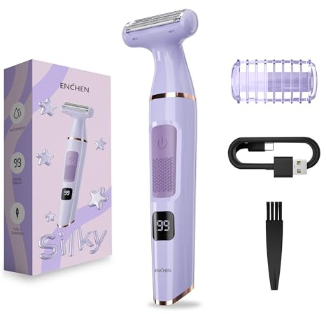 ENCHEN Electric Lady Shaver for Women - 60 Min Usage Cordless Rechargeable Hair Trimmer with Digital Display, IPX7 Waterproof Ladies Razor for Legs, Arms, Back, and Underarms, Girls Wet & Dry Shavers