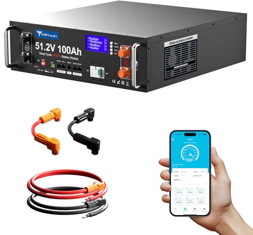 LiFePO4 48V 100Ah Bluetooth mit 100A BMS, 5,12 kWh 48V Lithium Batterie Unterstützung Wechselrichter Kommunikation für Solaranlage Komplettset, Photovoltaikanlage, Wohnmobil