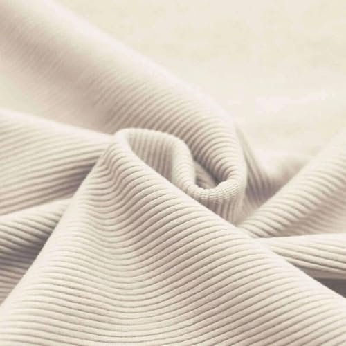 Ottoman Rib Jersey Meterware - Rippenjersey - Oeko-Tex 100 zertifiziert - elastischer Stoff - in 25+ Farben – ideal für Kleidung & Accessoires (natural beige)