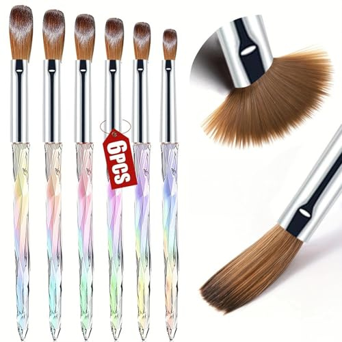 Acrylic Nail Brush Set | Professional Oval Brush for Applying Acrylic Powder & Builder Gel | 3D Nail Art Carving Tool for DIY Manicure & Nail Extensions (Crystal Clear)