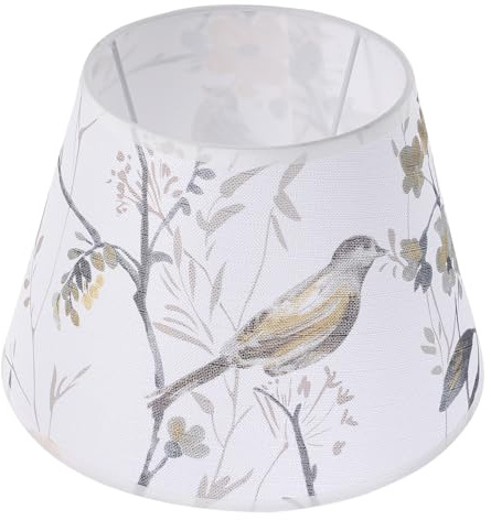 E27 Stofflampenschirm mit Vogelmuster für Tischlampen | Lampenschirm Zubehör aus Gewebe und Metall, für Küche und Esszimmer, Dekoratives Modell
