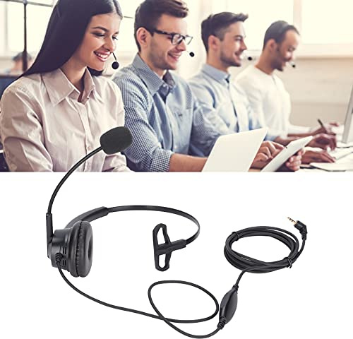 BAFOVY Auriculares Comerciales de 2,5 Mm con Micrófono Diadema Ajustable Micrófono con Cancelación de Ruido para Teléfonos Fijos Inalámbricos DECT Centro de Llamadas Telecomunicaciones