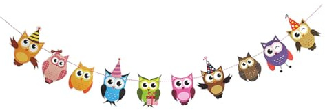 Warmhm Kindergeburtstags deko Eulen Wimpelkette Bunte Tier motiv Girlande Hängende Party dekoration für Jungen Mädchen Lustige Geburtstagsfeier Zubehör und Raumgestaltung