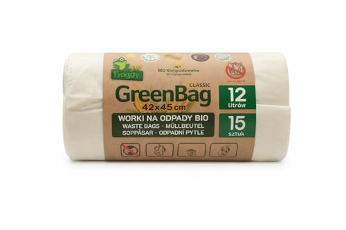 12 Litre Organic Bin Liners, Compostable Biowaste Bags, Compostable Bin Bags, Pack of 15 Organic Waste Bags for Organic Bin, Residual Rubbish Bin (12 Litres, 15 Pieces)