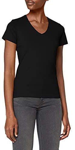 Stedman Apparel Women's Classic-T V-Neck/ST2700 Regular Fit Short Sleeve T-Shirt, Black Opal, Size 14 (Manufacturer Size:Large)