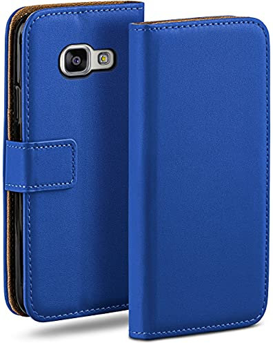 moex Book Case für Samsung Galaxy A3 (2016) Handyhülle mit Kartenfach, Hülle klappbar 360 Grad Schutzhülle, Klapphülle Flip Case Cover, PU Leder Handytasche Lederhülle, Blau