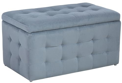 Modern Tufted Ottoman Bedroom Bench Storage Chest Grey Velvet Michigan