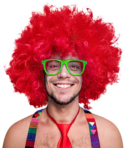 280g XXL AFRO PERÜCKE Lockenkopf WIG Black Afroperücke Lockenperücke Fasching Karneval schwarz, weiß, blond, rot, türkis, grün, pink (Rot)