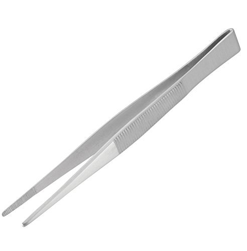 stainless steel tweezers. 150mm long, serrated jaws, non slip grip. Engineer pt-10