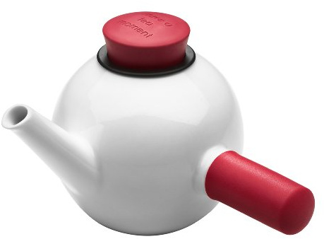 QDO Teekanne mit seitlichem Griff, Porzellan, rot