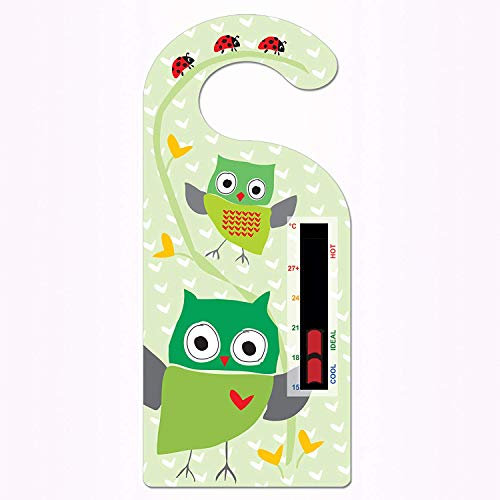 Owl Hanger Nursery Room Safety Temperature Thermometer – Liquid Crystal Technology- Non Battery Temperature Indicator