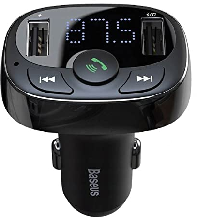 Baseus T typed, 2 x USB (3.4 A) Car Charger with Transmitter (Black)