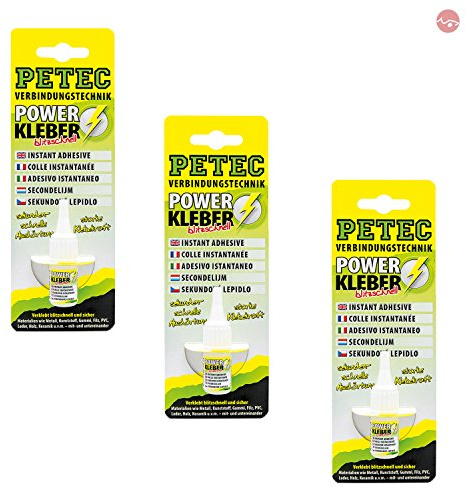 Petec_bundle 3X PETEC Power KLEBER Sekundenkleber Kleber 3 G SB-Karte 93403