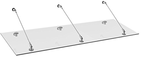 Schulte V2014-40-18 Glasline Davita 2,0 Vordach, 180 x 90 cm, 12 mm Verbundsicherheitsglas klar, Punkthalterungssystem aus Edelstahl, Echtglas-Vordach