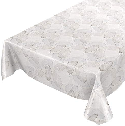 ANRO Wachstuchtischdecke Wachstuch Wachstischdecke Tischdecke abwaschbar Abstrakt Stimmung Laub Grau 180 x 140cm