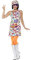 shoperama 60's Groovy Damen Kleid mit Ballon-Kappe A-Linie Mini-Rock 60er Jahre Sixties Twiggy Flower Power Peace Love Hippie, Größe:L