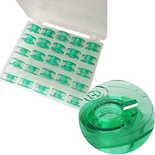 CKPSMS Marke -Wasserfarbene Spulen mit Gewindeloch Kompatibel mit Husqvarna Viking # 4123078-GS, 4131825-45,4125615-45 (25PCS/box Green bobbins)