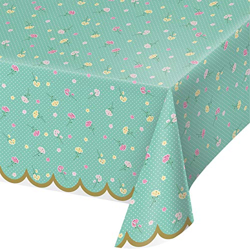 Creative Converting Floral Tea | Party Plastic Tablecloth 54 x 102 | 1ct