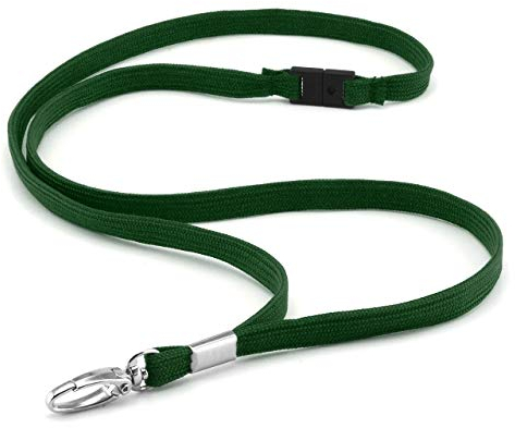 CKB LTD Premium Lanyards Umhängeband mit Breakaway und Drehgelenk Metall Clip für Ausweishalter Lanyard Einfarbig Grün Packung mit 100