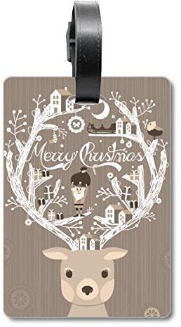 Geschenkanhänger für Koffer, Motiv: Hirsch, Weihnachtsmann, Geschenk, Kreuzfahrt, Kofferanhänger
