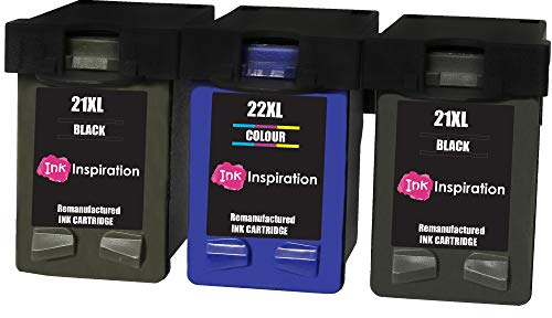 Ink Inspiration® 3 Premium Druckerpatronen Ersatz für HP 21XL 22XL Deskjet F2120 F2180 F2280 F335 F375 F380 F390 F4180 F4190 3940 D1460 D2360 D2460 Officejet 4315 4355 PSC 1410 1415