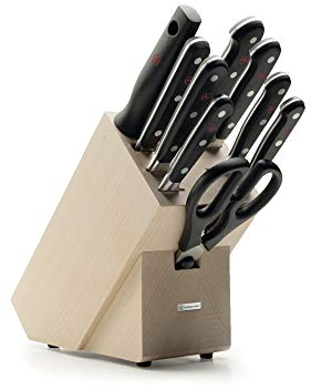 WÜSTHOF Classic Messerblock mit 9 Artikeln, Helle Buche