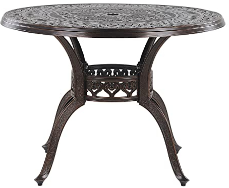 Beliani Gartentisch Dunkelbraun Aluminium ⌀ 102 cm runde Form Retro Salento
