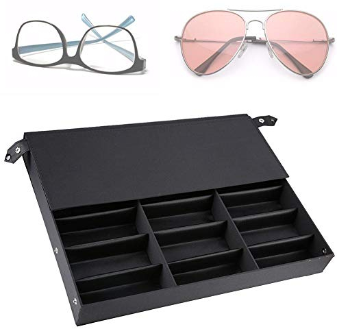 Dioche Aufbewahrungsbox für Sonnenbrillen, Brillenbox zur Aufbewahrung von 18 Gläsern mit Staubschutz multifunktionale Sonnenbrillen Präsentation Brillendisplay 47 * 37 * 6 cm