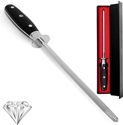 SWYSH 8 Knife Sharpeners Diamond Steel - Kitchen Knife Sharpener Rod for Sharpening Chef Kitchen Knives - Ceramic Honing Steel Helps Restore to Sharp Blade with Honing Guide & Gift Box