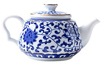 Tetera china Jingdezhen pintada a mano antigua de alta capacidad de porcelana azul y blanca - NO.27