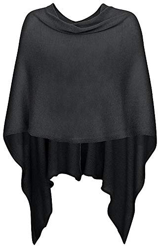 Mississhop 221 Poncho aus Mischgewebe für Damen Cape Überwurf One Size Schwarz