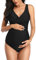 Maillot de Bain Une pièce de maternité croisé sur Le Devant - Maillot de Bain de Grossesse - Bikini de maternité Noir S