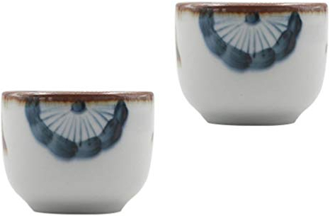 Cabilock 2 Piezas Taza De Té Japonesa Tazas para Servir Mini Vaso De Chupito De Whisky Tazas De Té De Porcelana China Vasos De Chupito Espresso Tazas De Sake Japonés Japón Vino Cerámica
